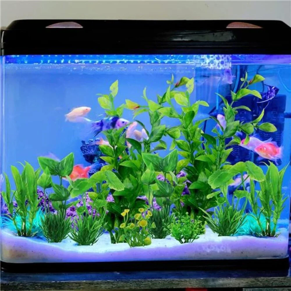 Fish Tank Accessories Green Plants, 10pcs Green Fish Tank Decorations,